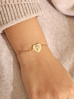 Pipa Bella by Nykaa Fashion - Gold Heart Multicolour P Initial Bracelet