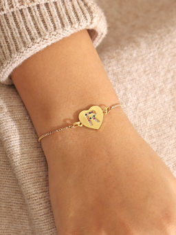 Pipa Bella by Nykaa Fashion - Gold Heart Multicolour R Initial Bracelet