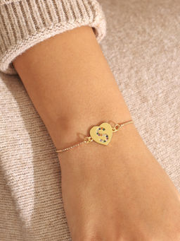 Pipa Bella by Nykaa Fashion - Gold Heart Multicolour S Initial Bracelet