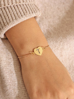 Pipa Bella by Nykaa Fashion - Gold Heart Multicolour T Initial Bracelet