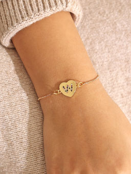 Pipa Bella by Nykaa Fashion - Gold Heart Multicolour W Initial Bracelet