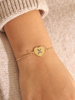 Pipa Bella by Nykaa Fashion - Gold Heart Multicolour X Initial Bracelet