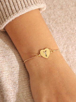Pipa Bella by Nykaa Fashion - Gold Heart Multicolour Y Initial Bracelet