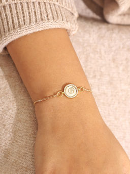 Pipa Bella by Nykaa Fashion - Silver CZ Studded Circle B Initial Bracelet