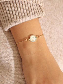 Pipa Bella by Nykaa Fashion - Silver CZ Studded Circle C Initial Bracelet