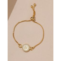 Pipa Bella by Nykaa Fashion - Silver CZ Studded Circle W Initial Bracelet
