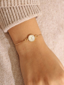 Pipa Bella by Nykaa Fashion - Silver CZ Studded Circle X Initial Bracelet