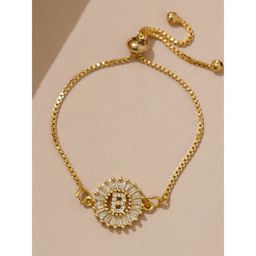 Pipa Bella by Nykaa Fashion - Clear CZ Stone Sequined B Intiial Bracelet