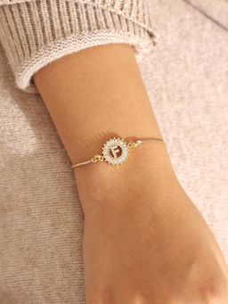 Pipa Bella by Nykaa Fashion - Clear CZ Stone Sequined F Initial Bracelet