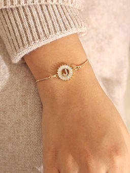 Pipa Bella by Nykaa Fashion - Clear CZ Stone Sequined J Initial Bracelet