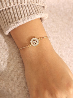 Pipa Bella by Nykaa Fashion - Clear CZ Stone Sequined N Initial Bracelet