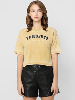 ONLY - Yellow Embroidery Boxy T-Shirts