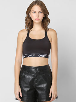 ONLY - Black Solid Slim Crop Top
