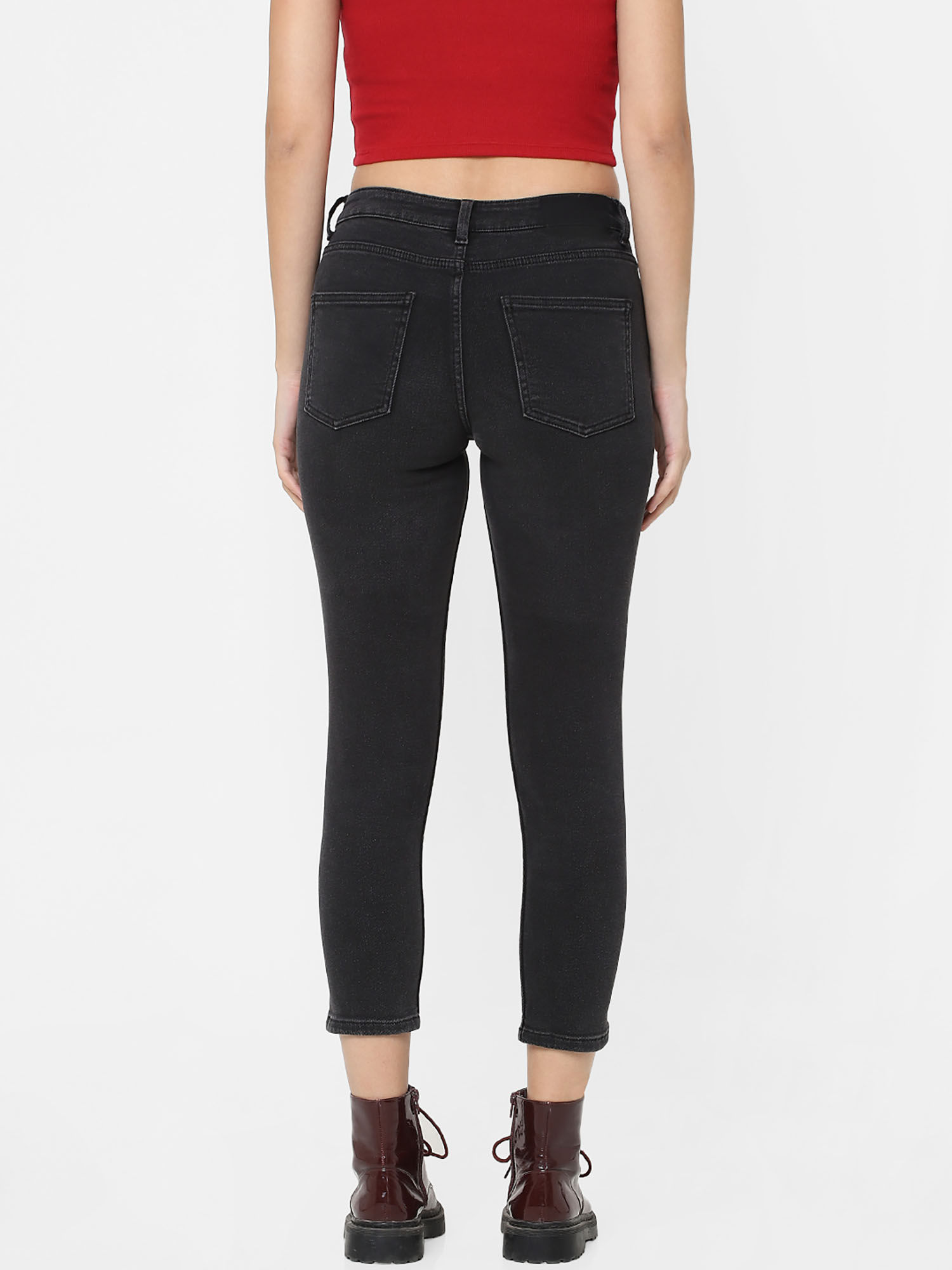 ONLY Solid Black Ankle Length Straight 