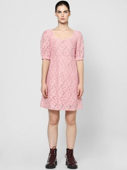 ONLY - Pink Sleeveless Lace Short Dress