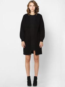ONLY - Black Solid Loose Knits Cardigans