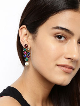Fida - Multicoloured Geometric Embellished Handcrafted Drop Earrings