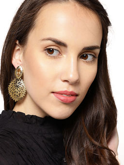 Fida - Gold Plated Leaf Shaped Drop Earrings