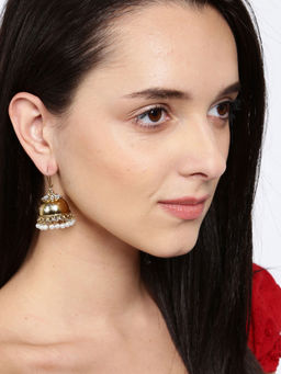Fida - Wedding Ethnic Gold Jhumka Pearl Drop Earrings For Women