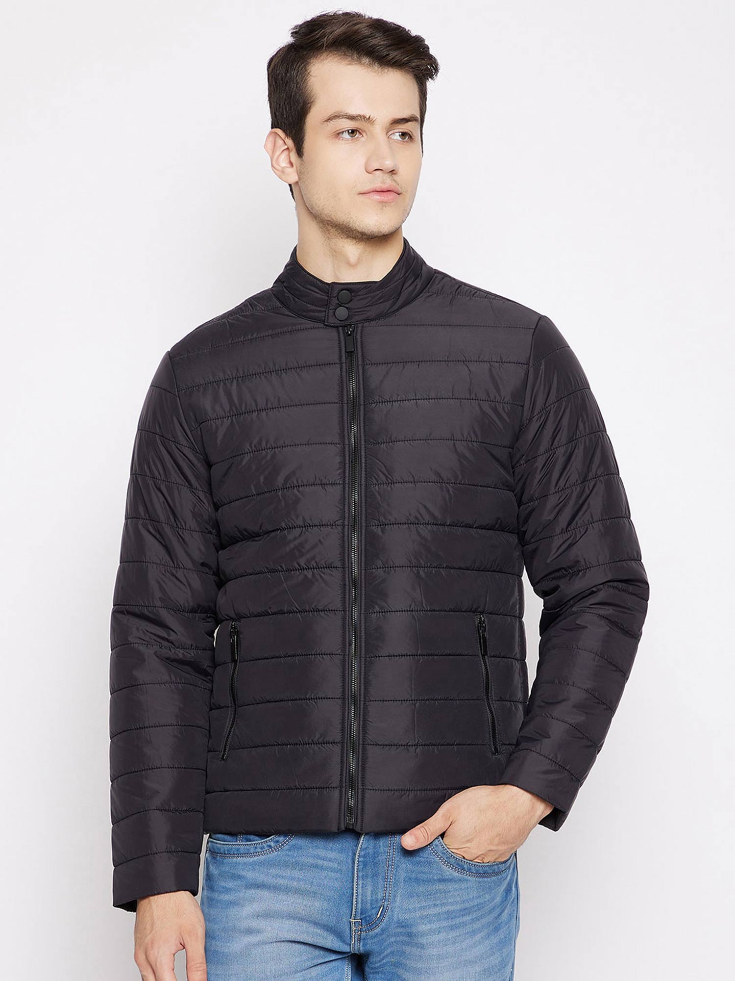 Buy Octave Men Solid Quiled Band Neck 