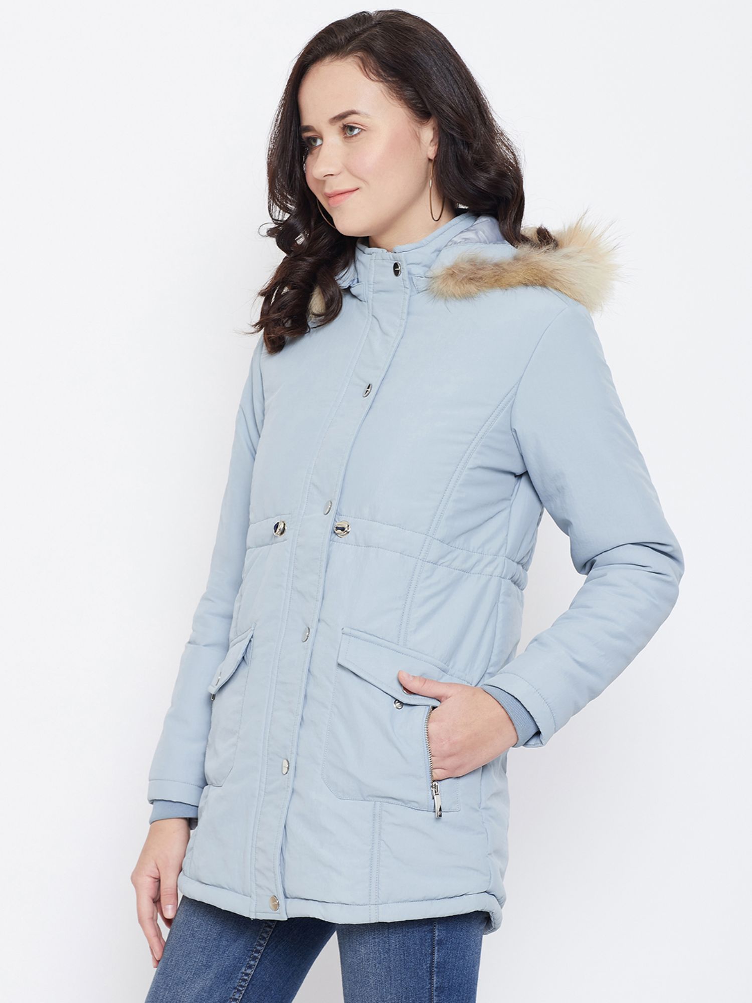 Buy Octave Blue Solid Jacket Online 