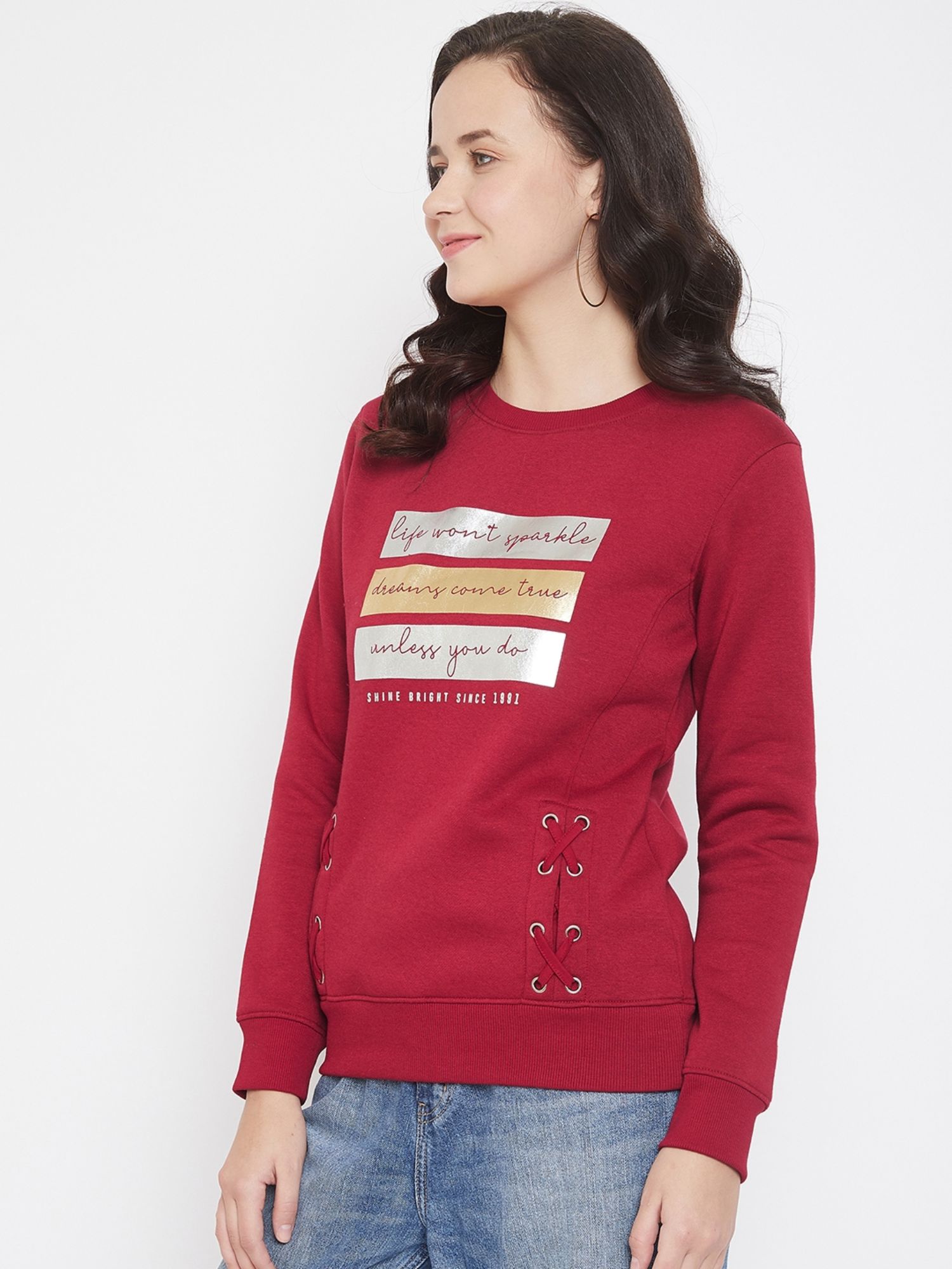 red printed sweatshirt