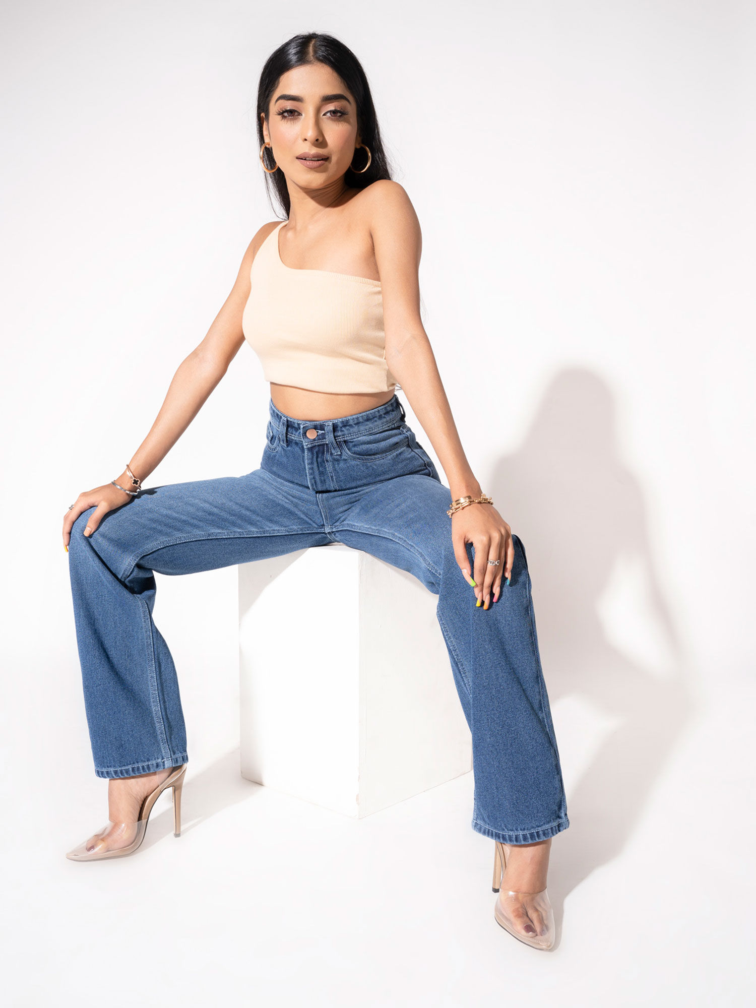 Off Duty Blue Mid Wash Dad Fit Jeans 