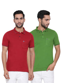 Turtle - Multi-Color Solid Polo T-shirts (Set of 2)