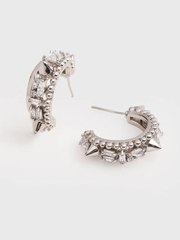 Outhouse - Silver Orion Crescent Hoop Earrings