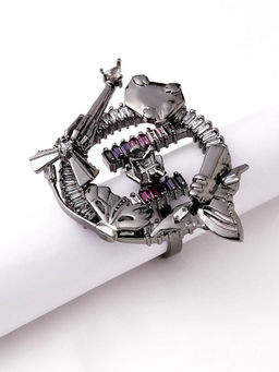 Outhouse - Metallic OH V Iridescent Gunmetal Ring