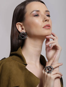 Outhouse - Metallic OH V Iridescent Gunmetal Studs