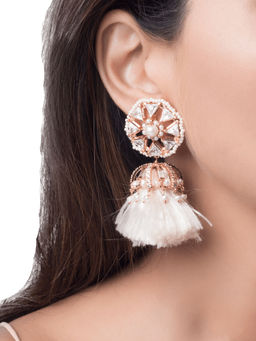 Outhouse - Crystal Mogra Tassel Earrings