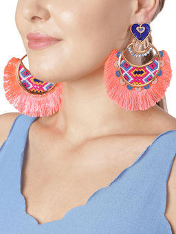 Outhouse - Neon Aztec Moon Earrings