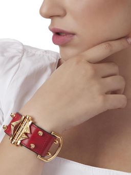Outhouse - Geometric Lip Scarlet Studded Cuff