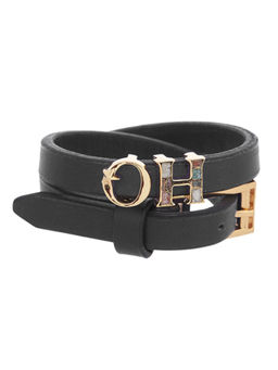 Outhouse - The Oh Monogram Black Double Wrap Leather Bracelet