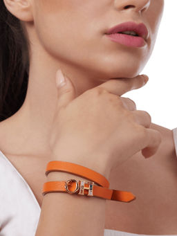 Outhouse - The Oh Monogram, Tangerine Double Wrap Leather Bracelet