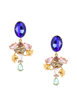 ORNAMAAS - Peach Inflorescence Flower Vinifera Earrings With Blue Top