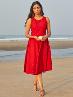 Okhai - Red Mirror Work Dress