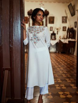 Okhai - 'Purity' Hand Embroidered Mirror Work Pure Cotton Dress