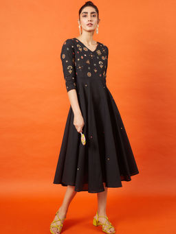 Okhai - Queenlike Kutch Embroidered Flare Dress