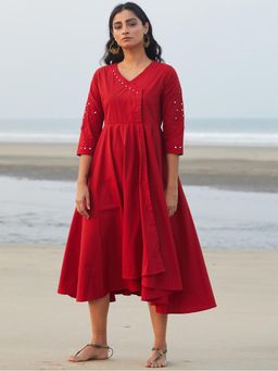 Okhai - Red Mirror Work Dress