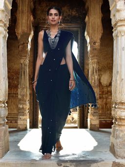 Okhai - Creation Mirror Work Pure Cotton Mul Saree with Unstitched Blouse Piece