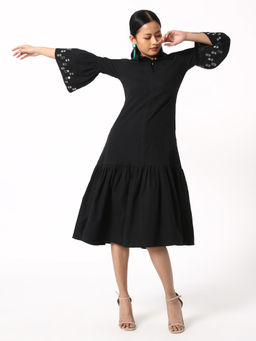 Okhai - Black Sacred Embroidered Cotton Handloom Dress