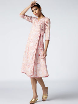 Okhai - Peach Blush Embroidered Angarkha Dress