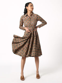 Okhai - Multi-Color Sepia Cotton Shirt Dress
