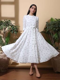 Okhai - Cacti Garden Hand Block Printed Pure Cotton Dress