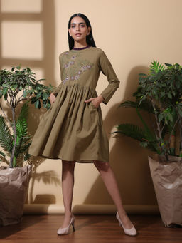 Okhai - Tropical Hand Embroidered Pure Cotton Dress