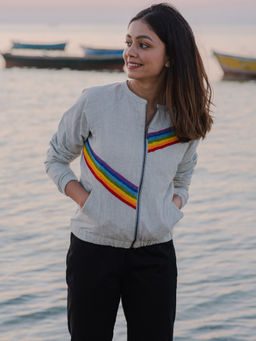 Okhai - Grey Sunbeam Cotton Slub Bomber Jacket