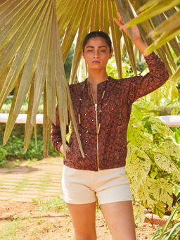 Okhai - Maroon Floral Jacket