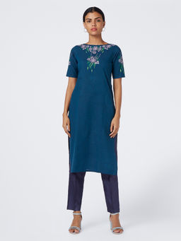 Okhai - Refresh Embroidered Cotton Handloom Kurta